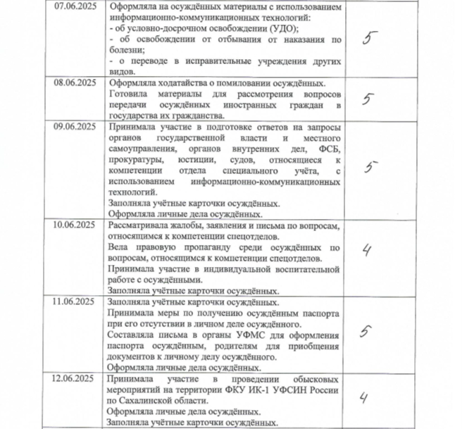 Пример заполненного листа ежедневной работы по практике МВЕУ